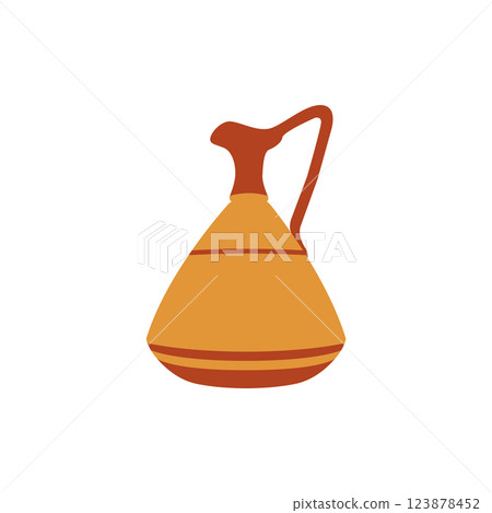 Clay Water Jug Flat Illustration. Clean Icon Design Element on Isolated White Background 123878452