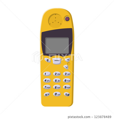 Old Cell Phone Flat Illustration. Clean Icon Design Element on Isolated White Background 123878489