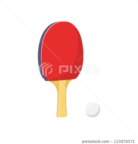 Ping Pong Paddle and Ball Flat Illustration. Clean Icon Design Element on Isolated White Background. 123878572