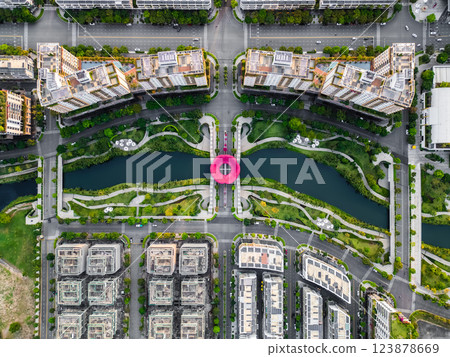 luxury residential district sala city with river, modern houses, green tropical parks and modern environment, contemporary real estate of Ho Chi Minh city, Vietnam, aerial drone view luxury residential district sala city with river, modern houses, green tropical parks and modern environment, contemporary real estate of Ho Chi Minh city, Vietnam, aerial drone view 123878669