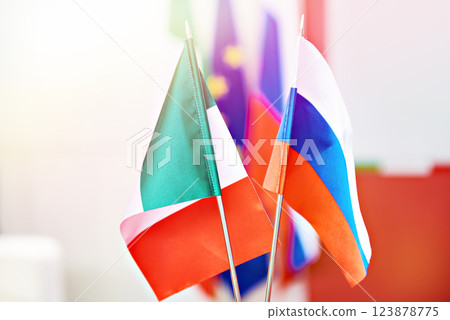Flags of Italy and Russia 123878775