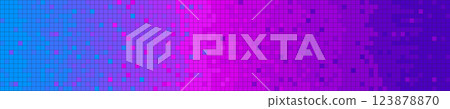 Pink purple disco party pattern background. Iridescent sequin mosaic texture. Abstract shining halftone wallpaper. Pop up comic glitter sparkles backdrop. Retro vector design template 123878870