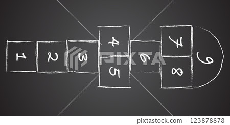 Children street game and playground hopscotch game flat vector illustration. 123878878