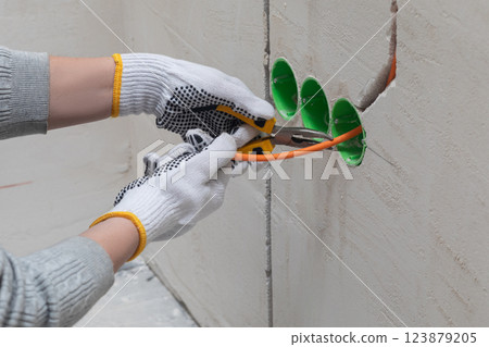 Preparing the electrical cabling. 123879205