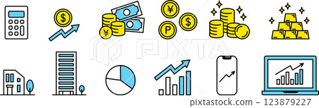 Money, investment and savings business icons 3 123879227