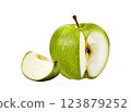 Green apple and slice. Clipping path included. 123879252