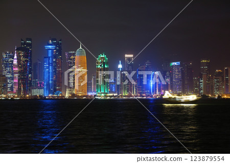 Financial centre in Doha city at night, Qatar Financial centre in Doha city at night, Qatar 123879554