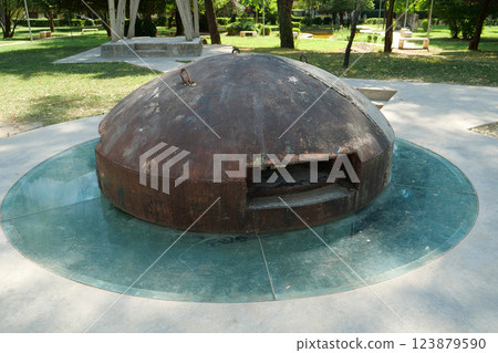 Pillbox bunker in Tirana, Albania Pillbox bunker in Tirana, Albania 123879590