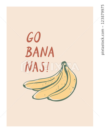 Hand drawn bananas and lettering composition 123879975