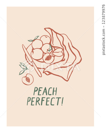 Composition with hand drawn peaches 123879976