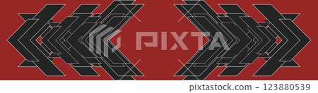 Black vector arrows with white outlines on red background 123880539