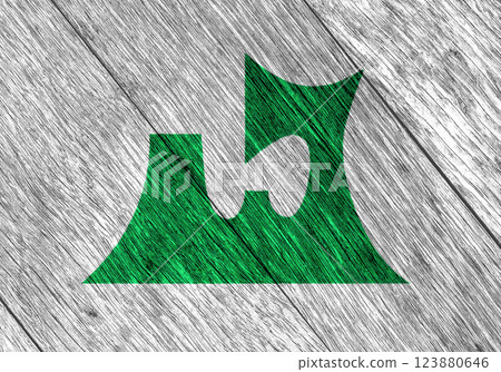 Official flag of Aomori. Perfection in Japan. Conceptual collage on wood texture Official flag of Aomori. Perfection in Japan. Conceptual collage on wood texture 123880646