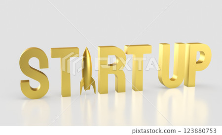 The Gold Start up and Rocket for Business concept 3d Rendering. The Gold Start up and Rocket for Business concept 3d Rendering. 123880753