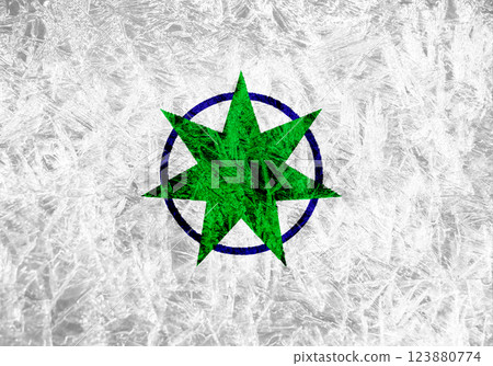 Official flag of Aomori. City in Japan. Conceptual collage on ice texture Official flag of Aomori. City in Japan. Conceptual collage on ice texture 123880774