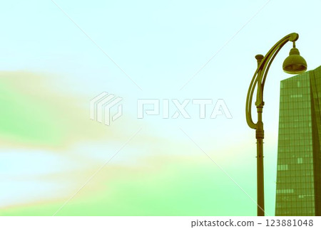 silhouette of a trumpet against the sky 123881048