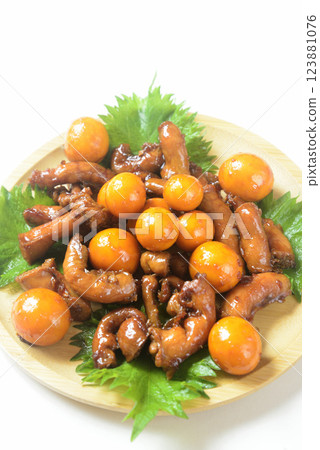 用木盤盛裝的雞雜燉菜 123881076