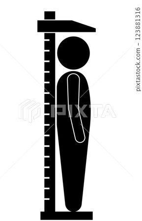Silhouette illustration of a person measuring height 123881316
