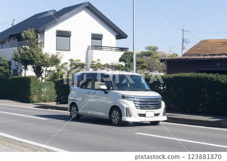 Compact car Stepwagon road driving Compact car Stepwagon road driving 123881870