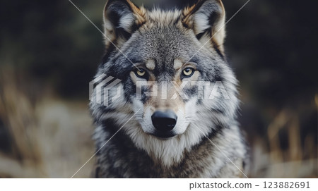 Eurasian wolf in forest 123882691