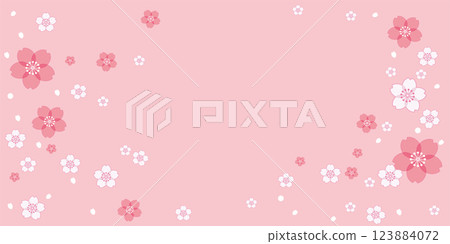 淡淡優雅的櫻花花瓣飄落～春季設計背景素材～ 123884072