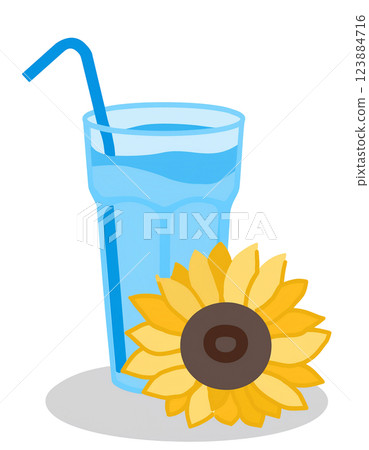 冷飲和向日葵插圖（JPEG/PNG） 123884716