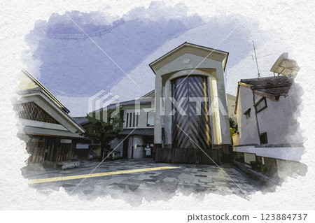 水彩風格,犬山頓伝館,愛知縣犬山市 水彩風格,犬山頓伝館,愛知縣犬山市 123884737