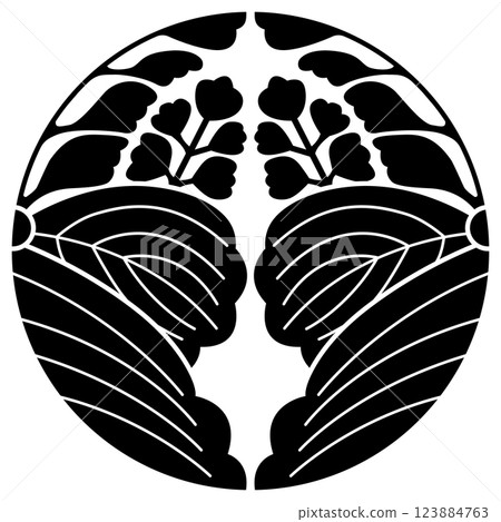 This is the family crest. It is called "Go-shichi-no-wari-kiri" (a split paulownia tree with five branches). This is the family crest. It is called "Go-shichi-no-wari-kiri" (a split paulownia tree with five branches). 123884763