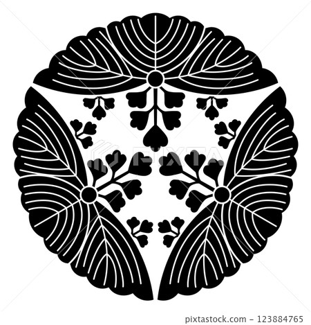 This is the family crest. It is called "Mitsutaki" (three paulownia trees with matching heads). This is the family crest. It is called "Mitsutaki" (three paulownia trees with matching heads). 123884765