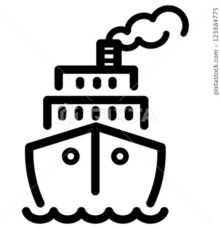 易於使用的黑色象形圖、線圖、乘船遊覽 123884775