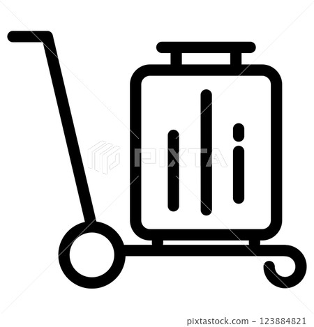 Easy to use black pictogram Line drawing Travel bag on a cart 123884821