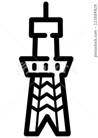 Easy to use black pictogram, line drawing, Skytree 123884929