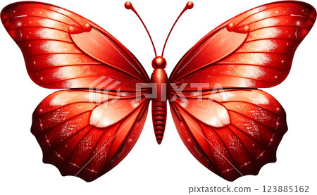 Sparkling Red Butterfly 123885162