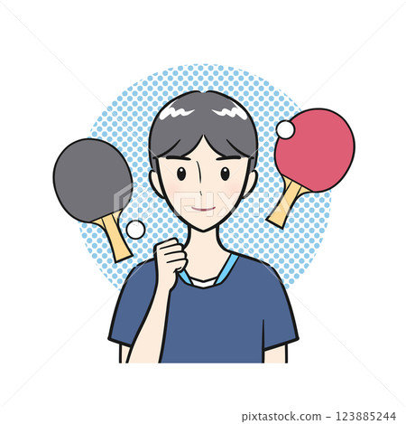 在乒乓球社裡努力訓練的男學生（背景） 123885244