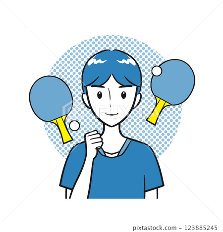 乒乓球社的男學生們努力訓練（附背景，簡單） 123885245