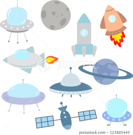 vector design of space and space elements icons 123885445