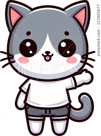 cute cartoon cat with a mustache 123885677