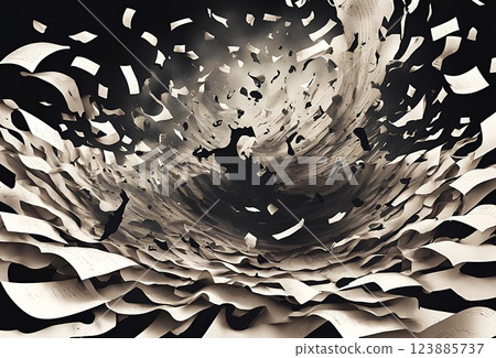 A multitude of torn and swirling documents A multitude of torn and swirling documents 123885737