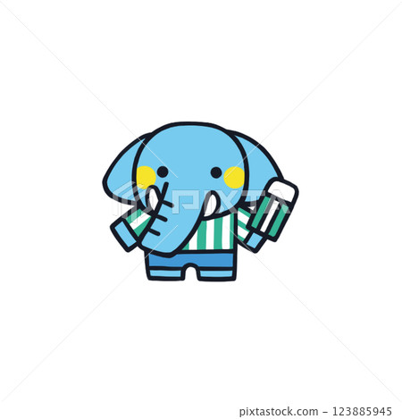 大象拿著橡皮擦的彩色插圖 123885945