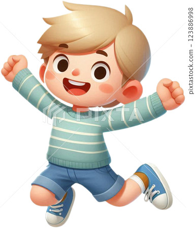 happy smiling boy jumping happy smiling boy jumping 123886998