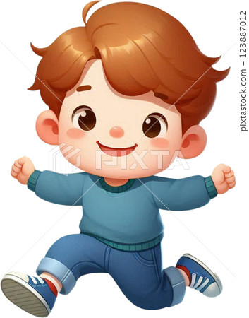 happy little boy jumping on white jumping happy little boy jumping on white jumping 123887012