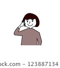 Illustration of a woman making a circle pose with her hands 123887134