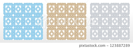 Set of abstract geometric patterns. Seamless vector backgrounds. Colored ornaments Graphic modern patterns Simple lattice graphic design 123887289