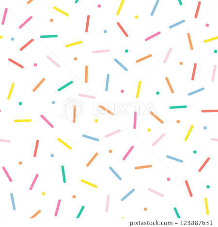Sprinkle Pattern. Rainbow dotted lines on white background. Small dash seamless backdrop. Vector Illustration in scandinavian style Sprinkle Pattern. Rainbow dotted lines on white background. Small dash seamless backdrop. Vector Illustration in scandinavian style 123887631