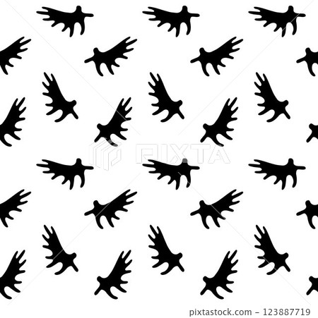 Vector seamless pattern of hand drawn moose horns Vector seamless pattern of hand drawn moose horns 123887719