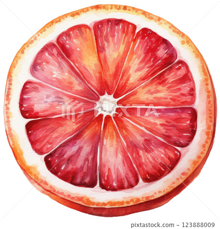 Juicy blood orange, cut fruit watercolor illustration material (JPEG/PNG) 123888009
