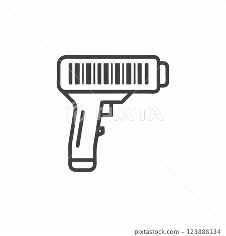 Illustration of a barcode scanner used in inventory management processes for retail and warehouse settings 123888134