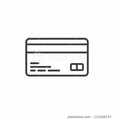 Minimalist vector illustration of a credit card featuring flat line design for financial transactions and payment systems 123888147