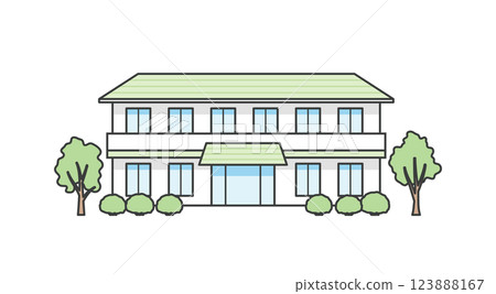Nursing home or medical facility building illustration Nursing home or medical facility building illustration 123888167