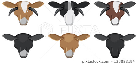Colorful Cow Heads Vector Illustration Colorful Cow Heads Vector Illustration 123888194