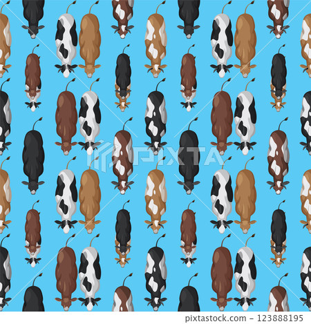 Colorful Cows Pattern on Blue Background Colorful Cows Pattern on Blue Background 123888195